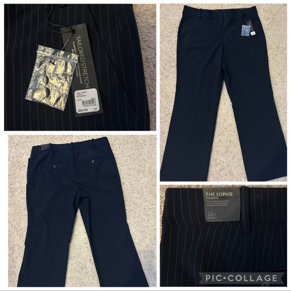 Lane Bryant Dark Blue Striped Flare Pants